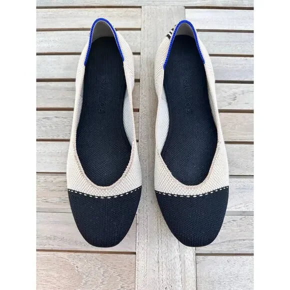 Rothys Tuxedo The Square Slip On Ballet Flat Shoes Size 9.5 / Excellent - Picture 4 of 14